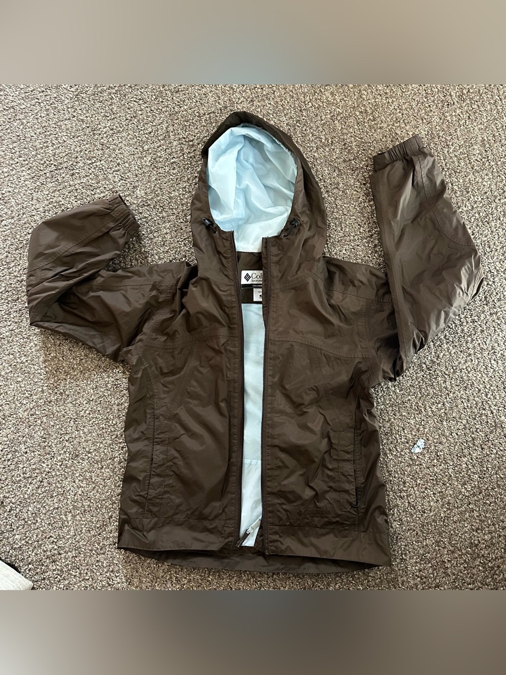 Columbia Brown Hooded Rain Jacket
